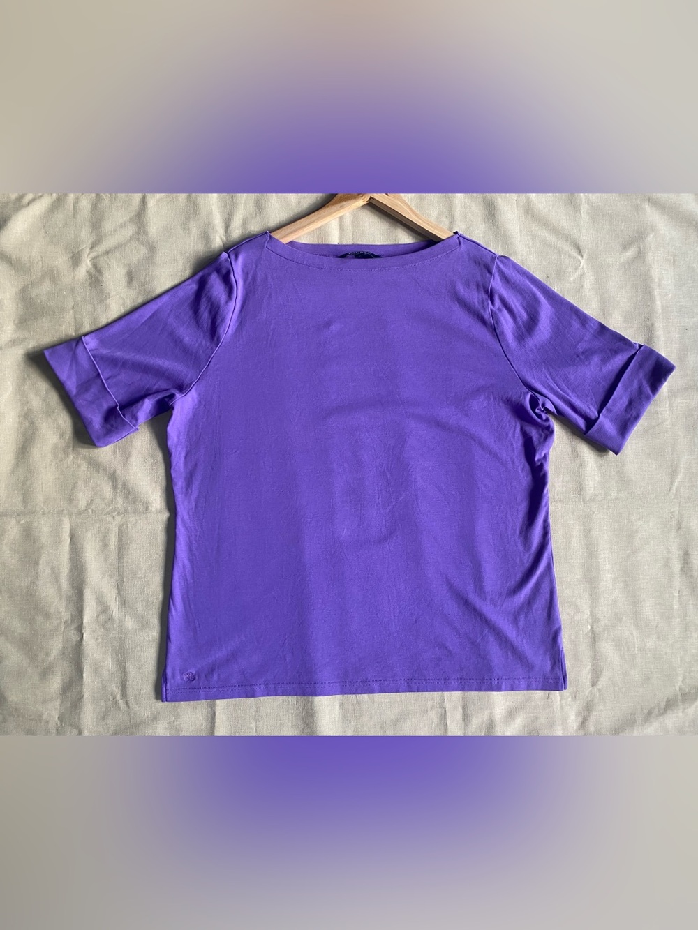 Lauren Ralph Lauren Purple Knit Crew Neck Short Sleeve T-Shirt Plus 3X Stretch